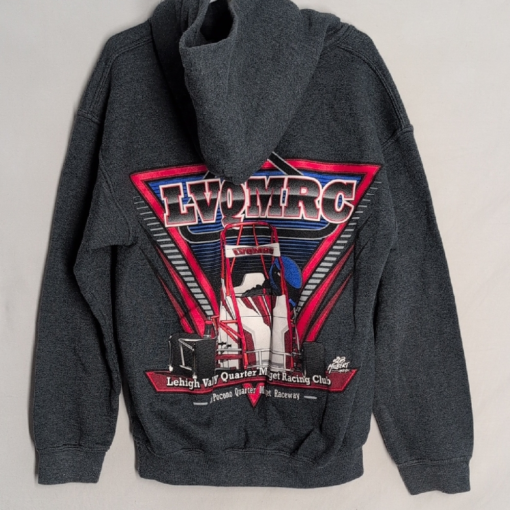 Gildan Dark Gray Hoodie with Racing Graphic